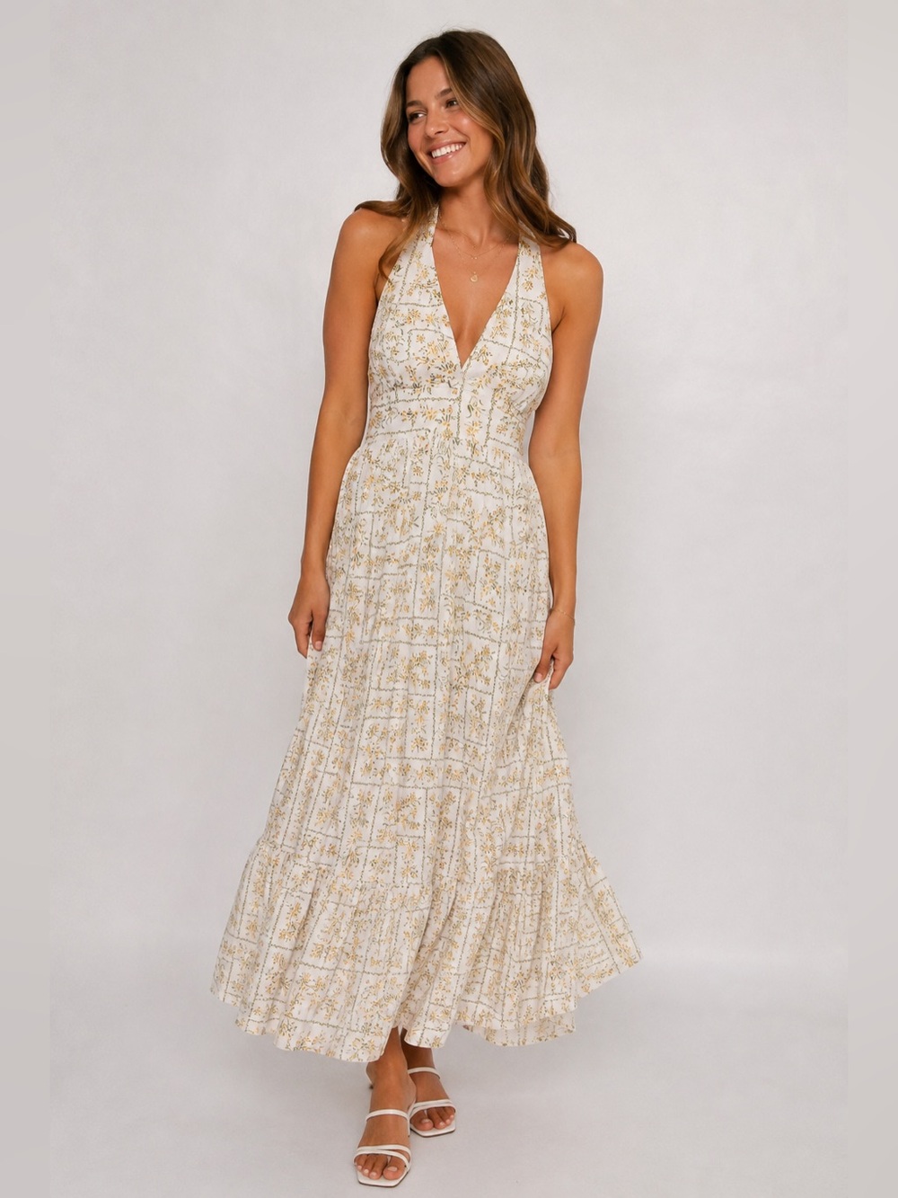 Joie linen-blend halter maxi dress